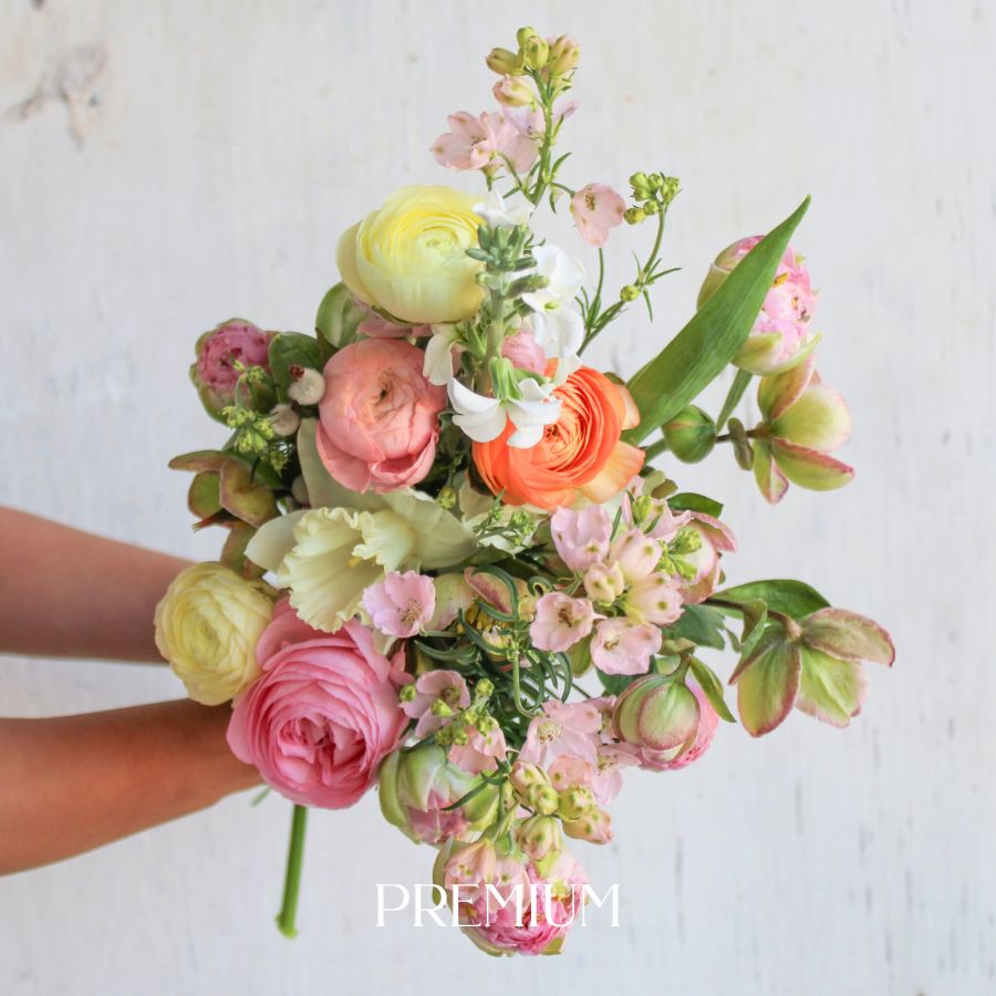 Mother’s Day Wrapped Bouquet – Soft Spring Blush