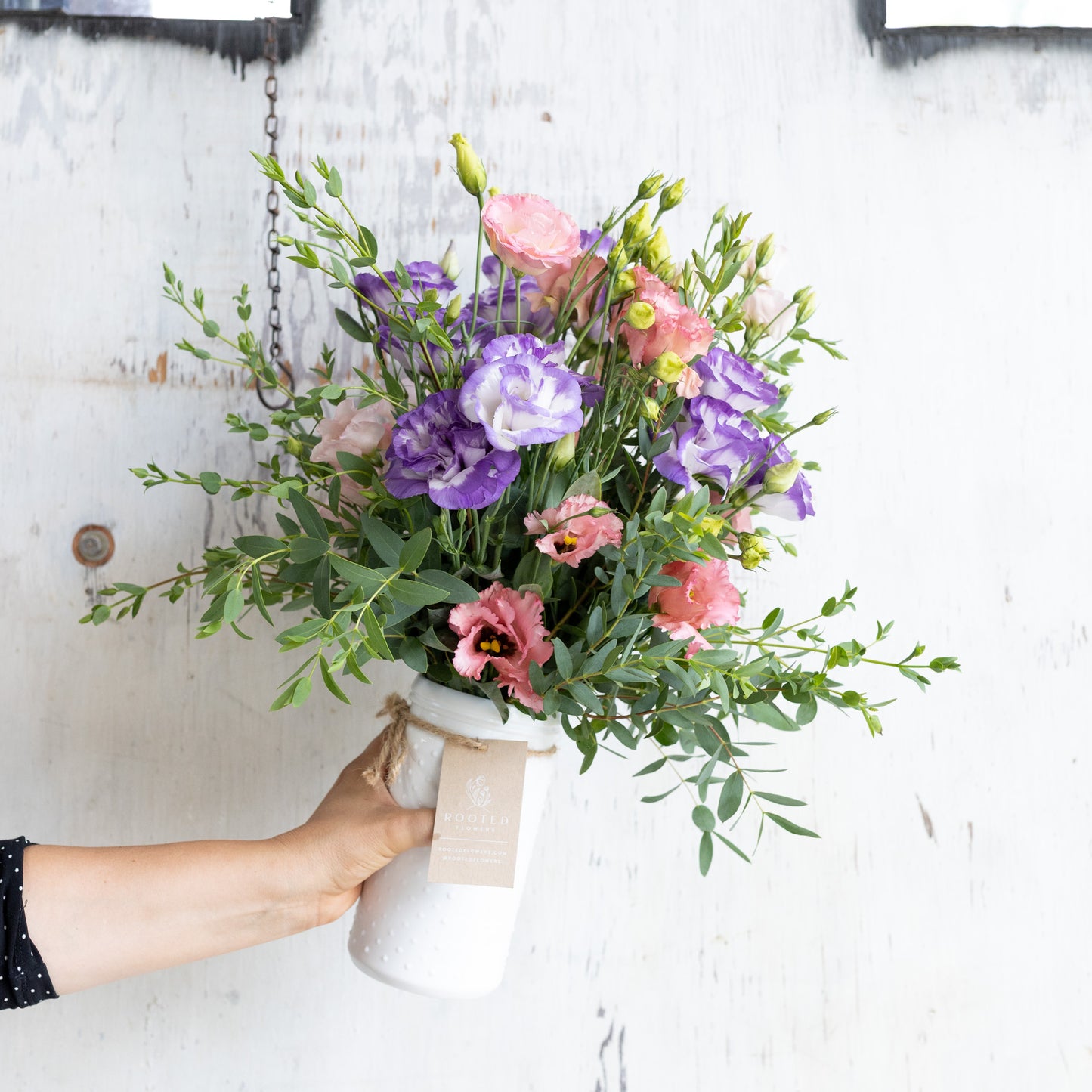 
                  
                    Lisianthus & Eucalyptus Bouquet
                  
                